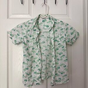 Janie and Jack Green and White Button Down Shirt